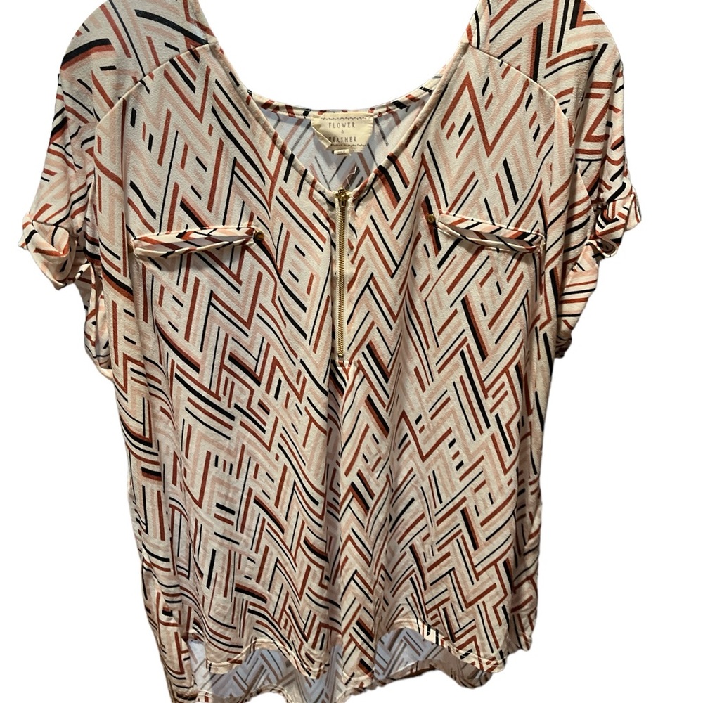 💚 2245 EUC Flower & Feather Blouse